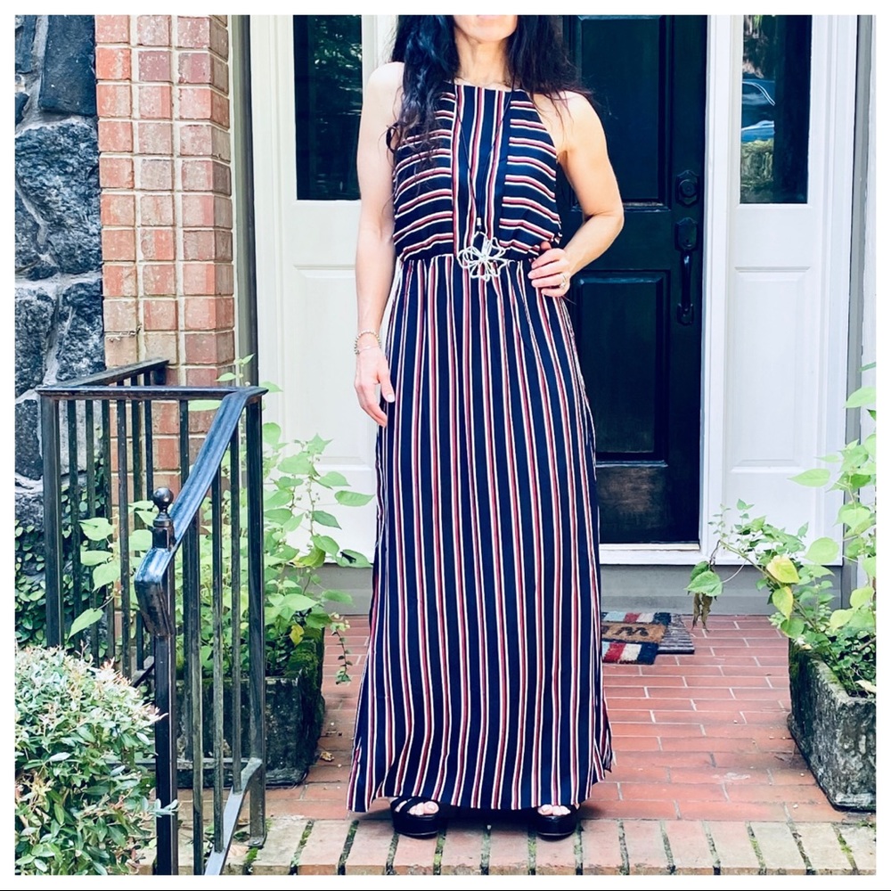 PRETTY MULTI STRIPES SIDE SLITS MAXI DRESS - Picture 10 of 10